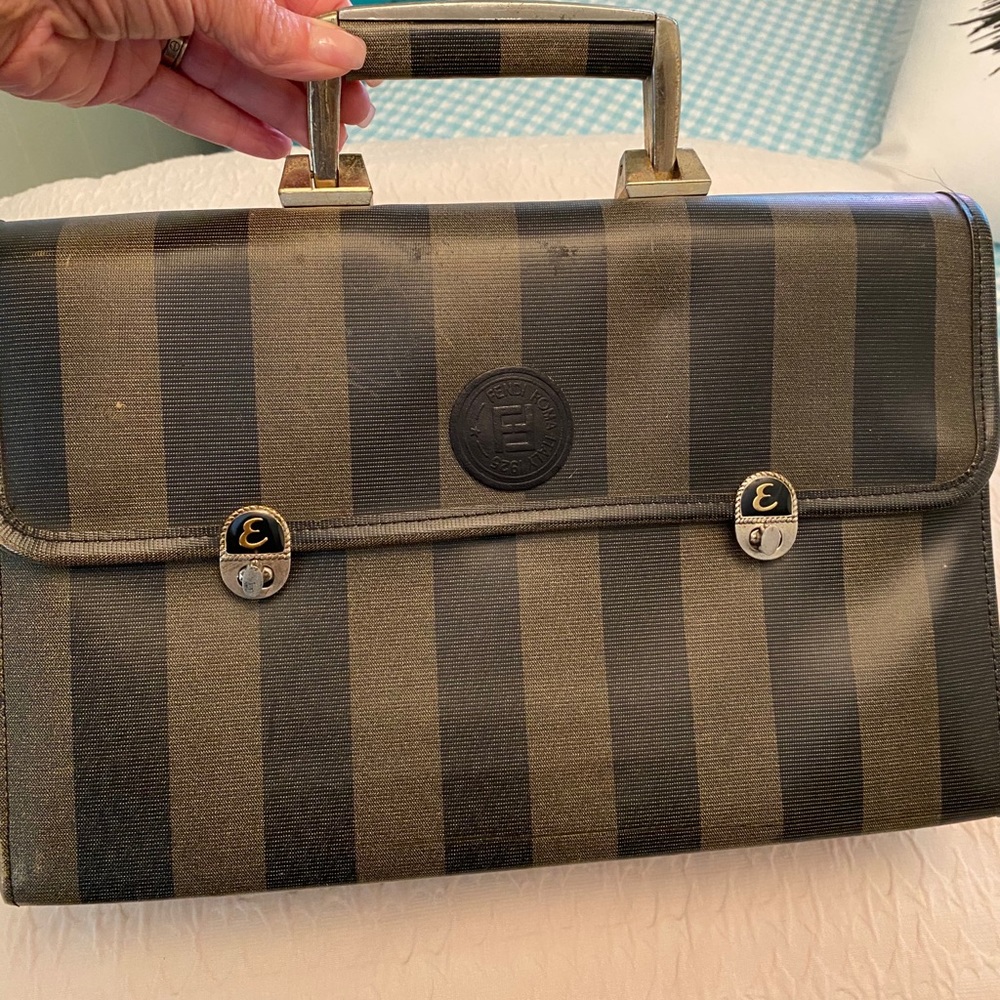 Vintage Fendi Penguin Striped Briefcase Purse